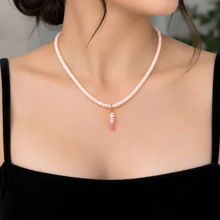 گردنبند مرواریدی با آویز ماهی وارداتی کد : 0020